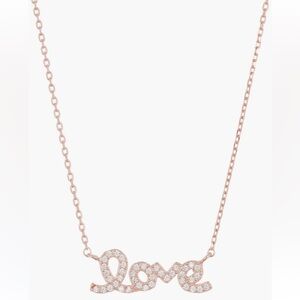 Adornia 14K Yellow Gold Plated Swarovski Crystal Cursive Love Necklace